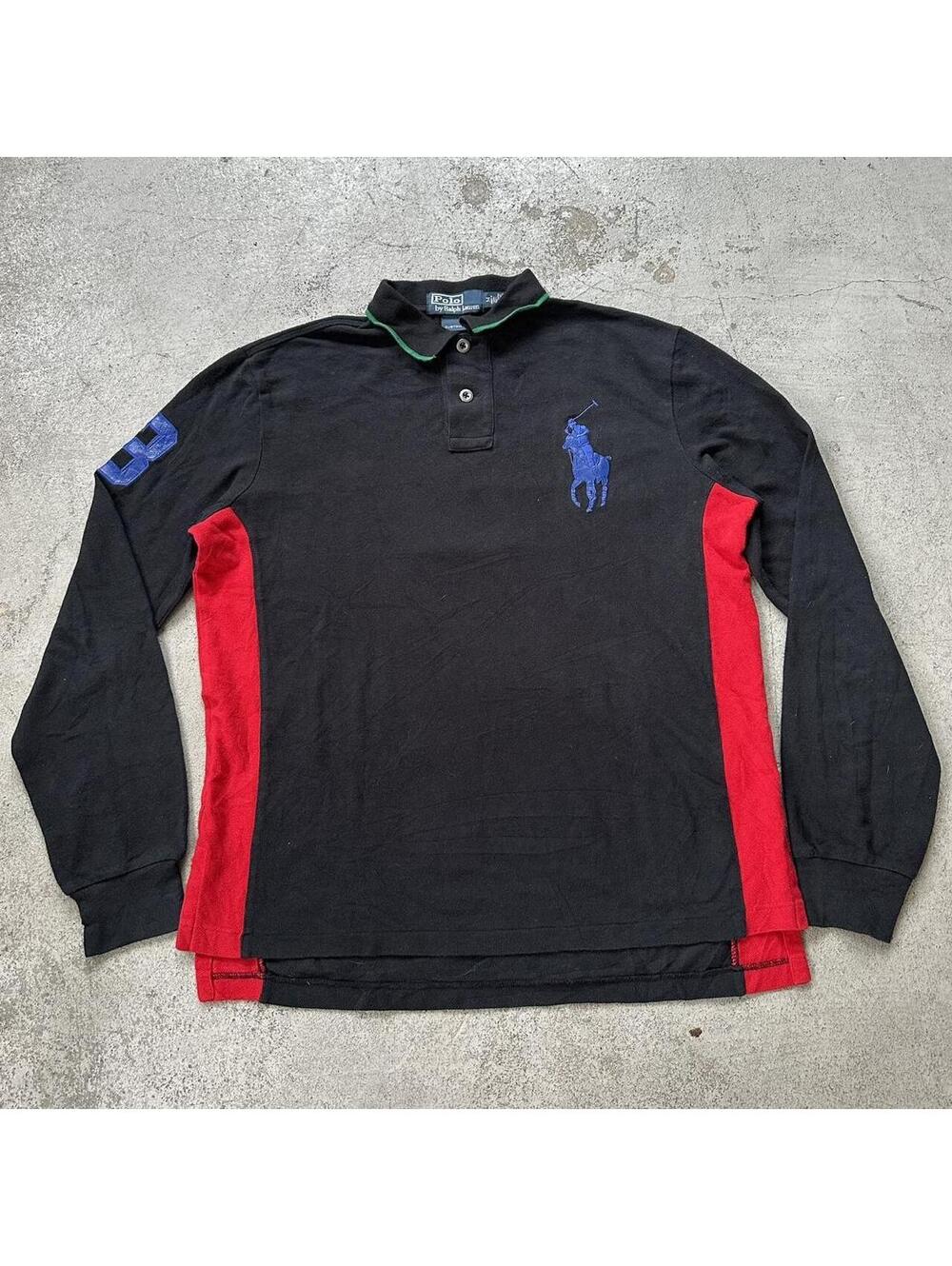 Ralph Lauren Polo Custom Fit Leather Big Pony Cotton Black Big Pony Polo Shirt